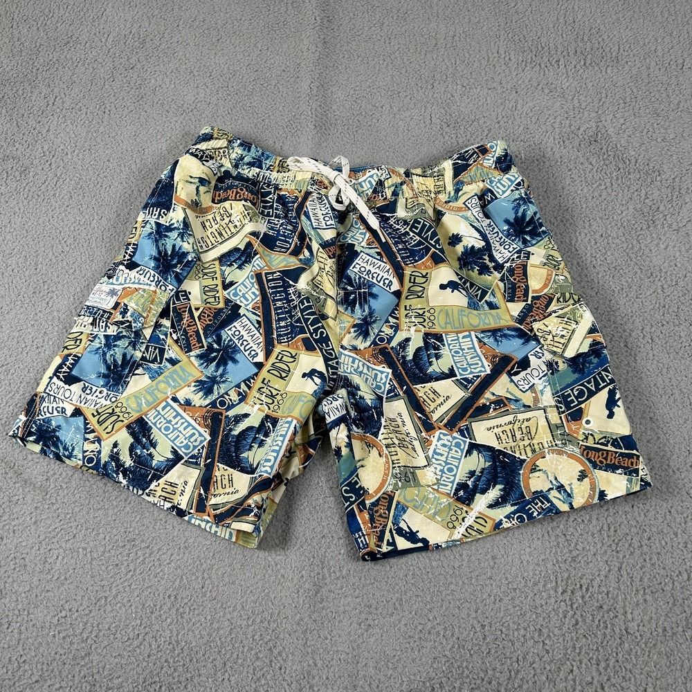 Caribbean Joe‎ Shorts Mens XL Multicolor Patchwork Swim Trunks Tropical Beach
